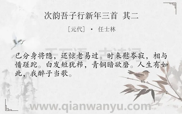 《次韵吾子行新年三首 其二》作者是元代的任士林.诗词全文约共48字.