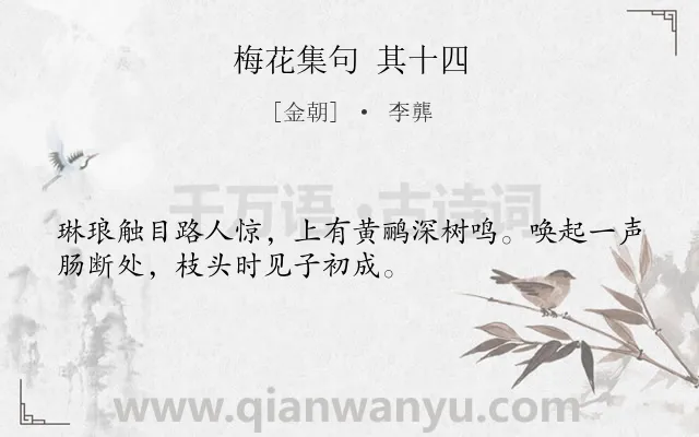 《梅花集句 其十四》作者是金朝的李龏.诗词全文约共32字.